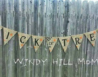 Trick or Treat Burlap Banner Halloween Decoration