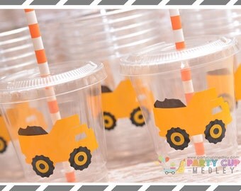 Construction Birthday Party, Set of 8 or 12 You Choose Party Cups, Favor Cups or Reusable Souvenir Cup
