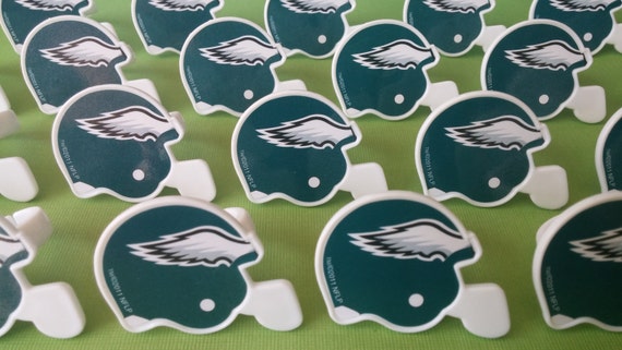 24 PHILADELPHIA EAGLES helmet cupcake rings picks cake topper