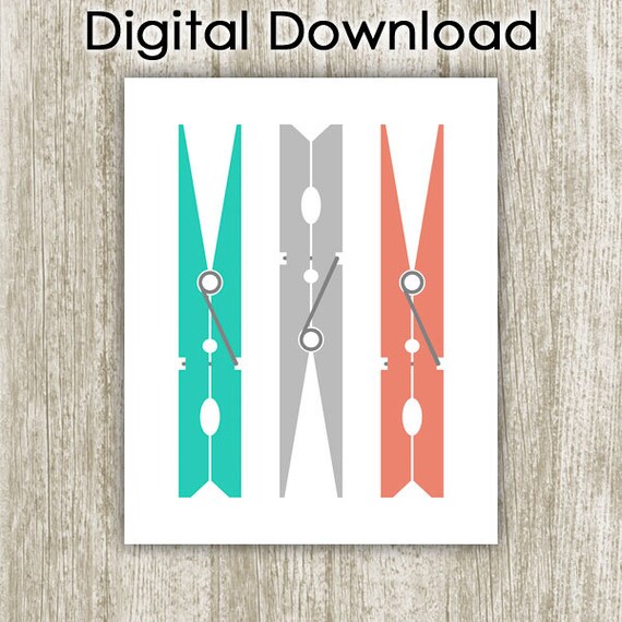 Clothespin Print Laundry Printable 8x10 Instant Download