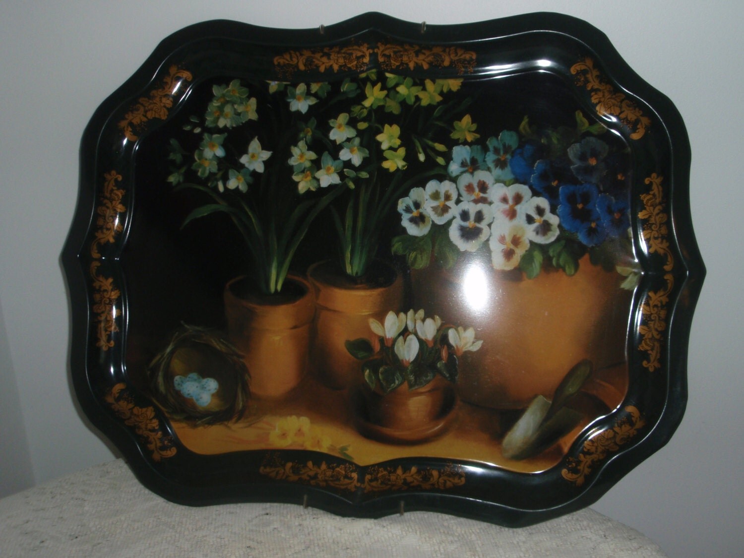 Large Painted Tray Ian Logan London Metal Tray Tole tin