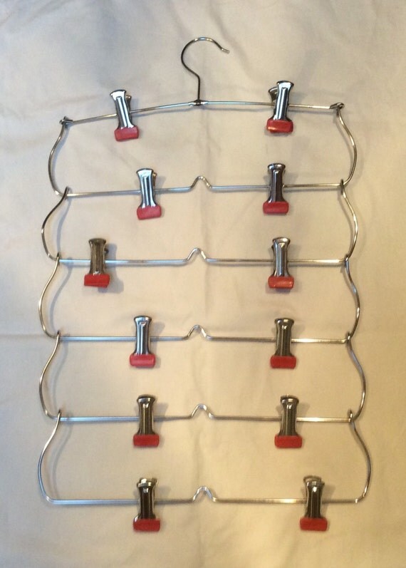 Vintage Tiered Clothes Hanger with Clips