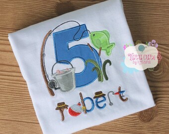 Custom Fishing Birthday Shirt, Nautical Themed Party, Boys Girls Toddlers, Sizes from 0-3 months to Size 8, 1st Birthday, Camping Birthday