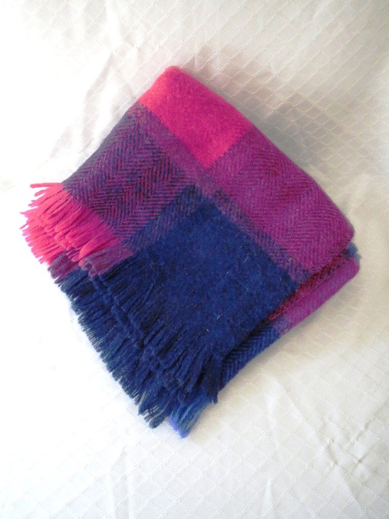 Vintage Avoca Handwoven Plaid Wool Throw Blanket Wicklow