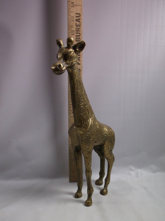 Vintage Brass Giraffe Figurine Animal Statue Collectible