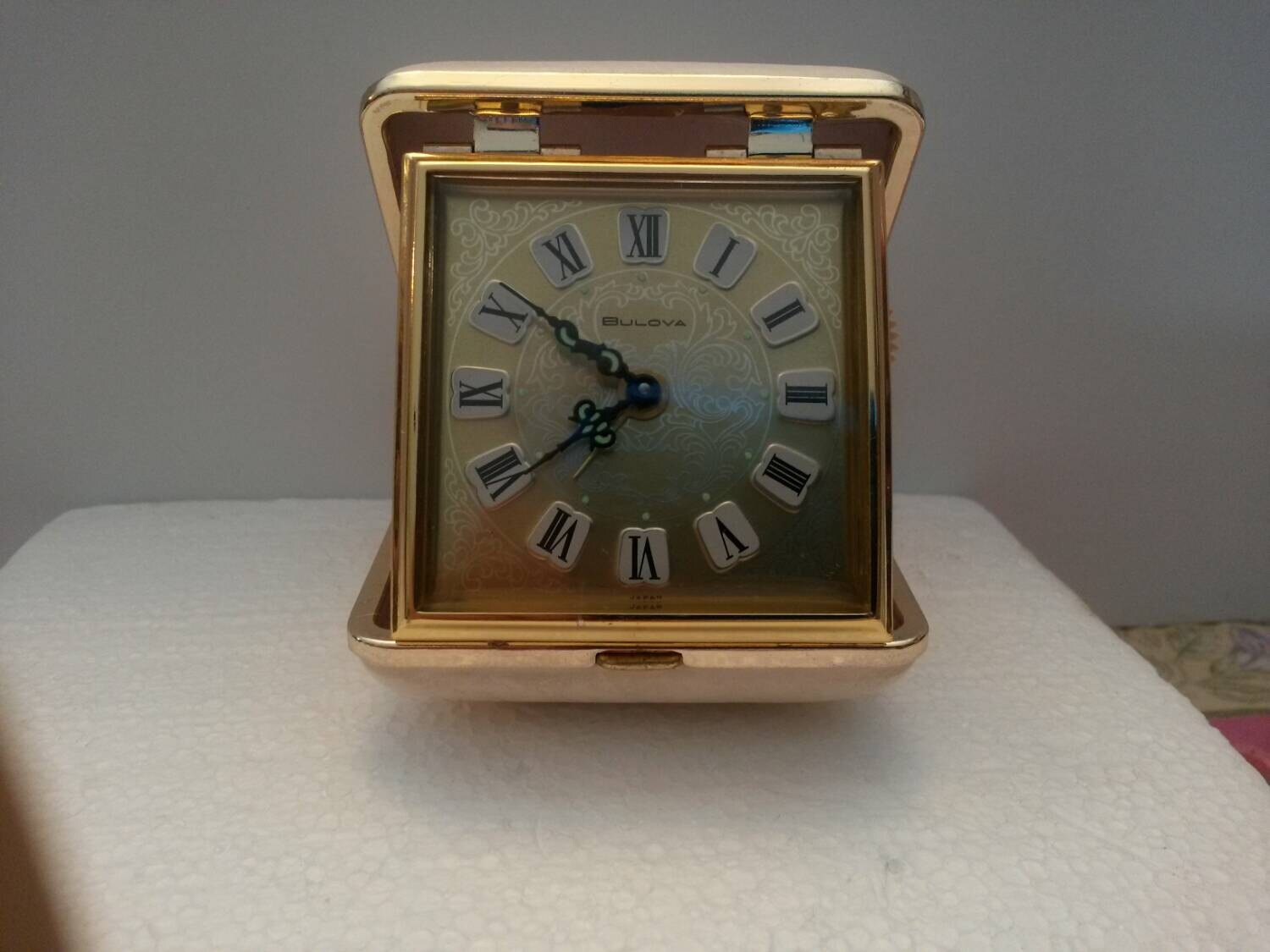 Vintage Bulova Travel Alarm Clock Wind Up 1980's White