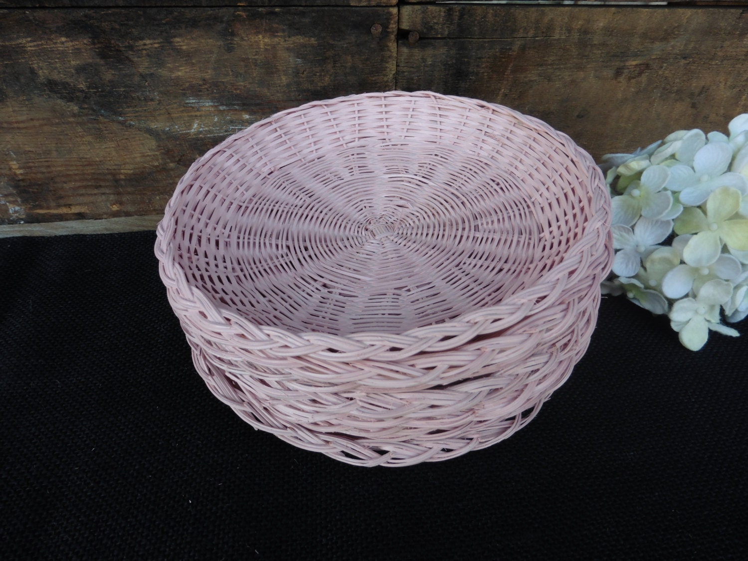 8 Hand Painted Wicker Bamboo Small Paper Plate Holders Soft