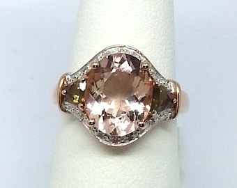 3.80ctw Morganite And Andalusite with Diamond Accent Round 10k Rose Gold Ring Size 6