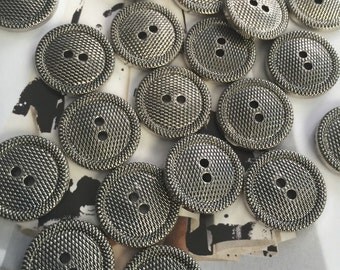 bulk 50 silver buttons / These are plastic buttons cover in Metal