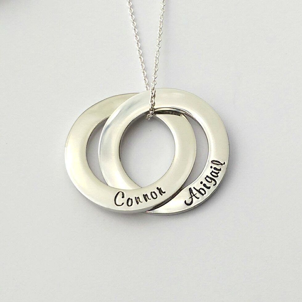 Personalised necklace interlinked interlocking intertwined linked circles - personalized - russian wedding ring necklace - name necklace