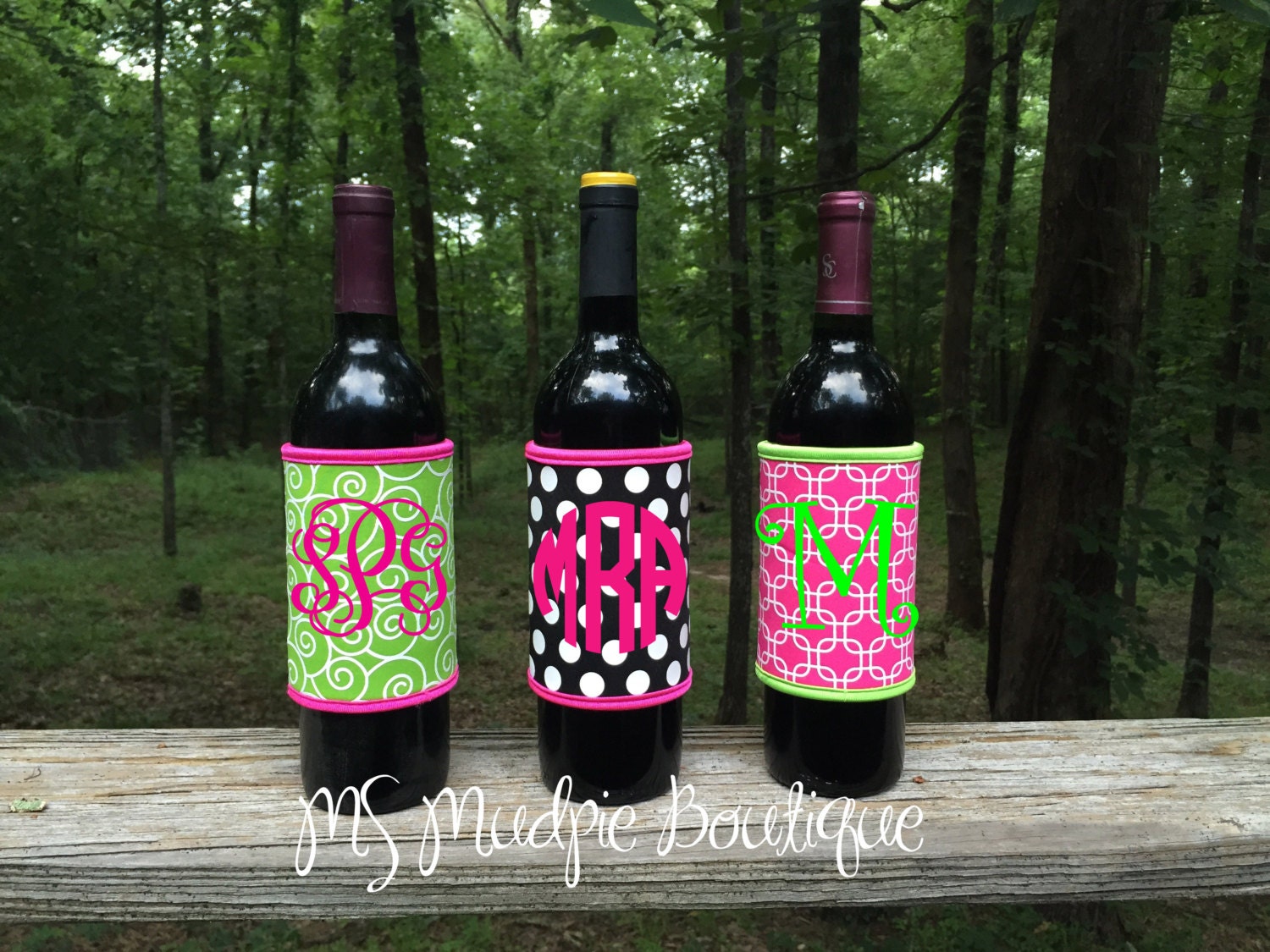 Monogrammed Wine Bottle Coozie Personalized Wine Coozie