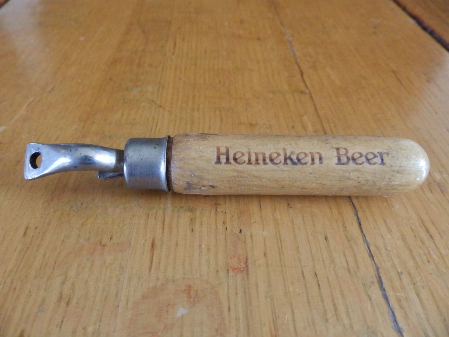 Heineken Beer Bottle Opener Wood Wooden Vintage Advertising