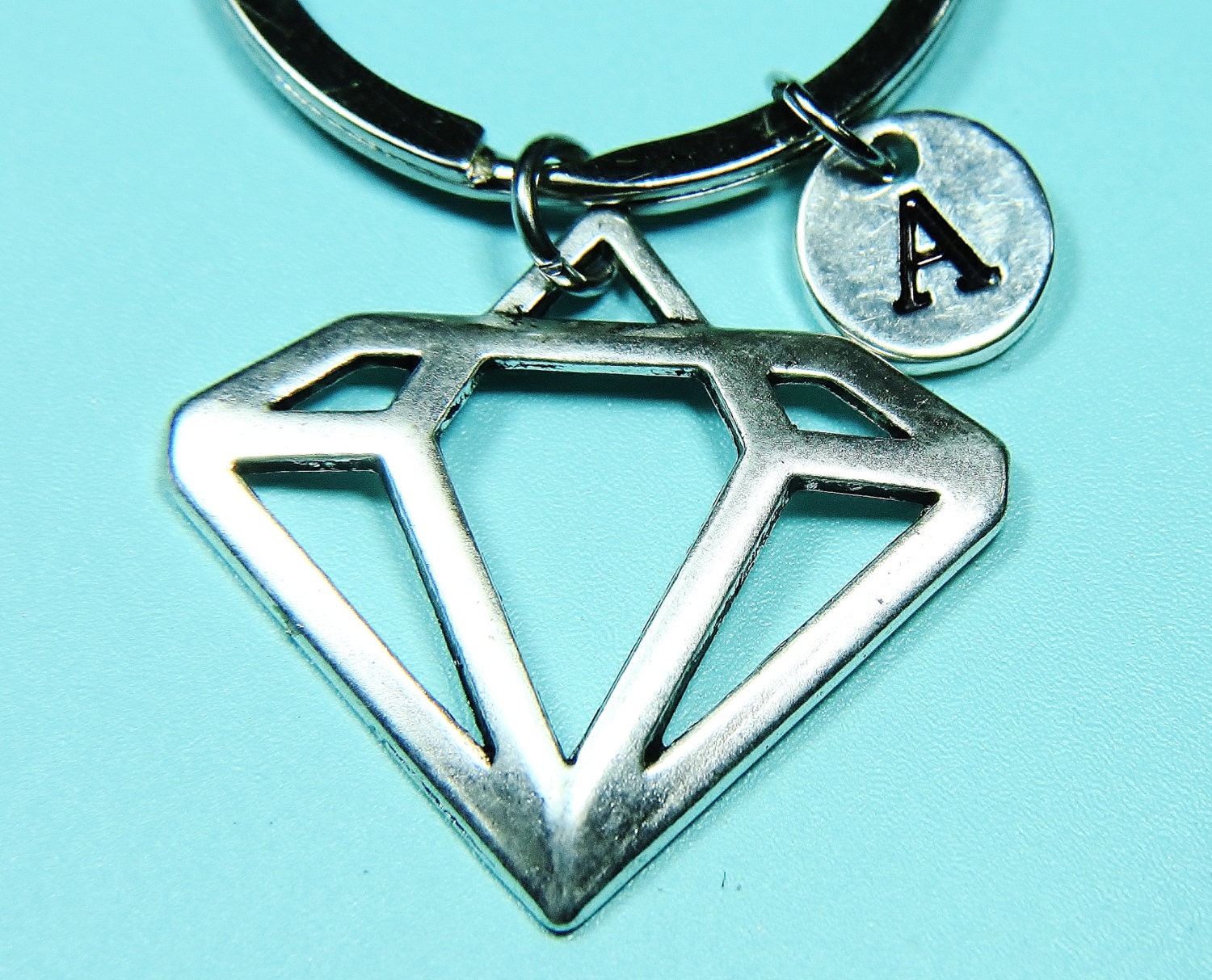 Personalized Diamond Keychain Diamond Key Ring Diamond Charms