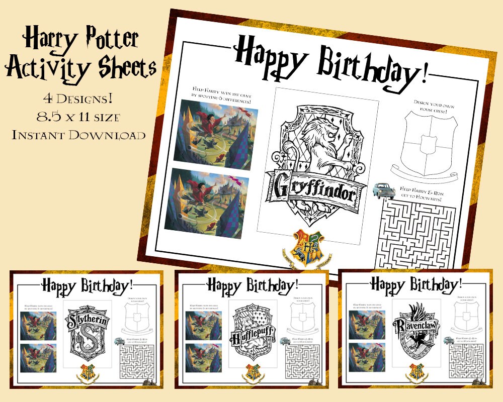 Harry Potter Activity Sheets Party Favors Instant Download