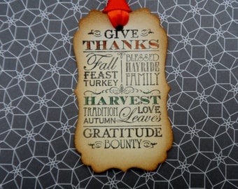 Thanksgiving Tags, Give Thanks, Gratitude tags, Gift Tags, Favor tags, Fall tags