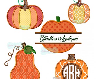 Five Pumpkins Set Applique Designs