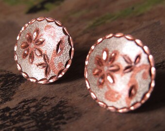 Vintage Copper Pierced Earrings Embossed Jewelry Repurpose Reuse Wear Wedding