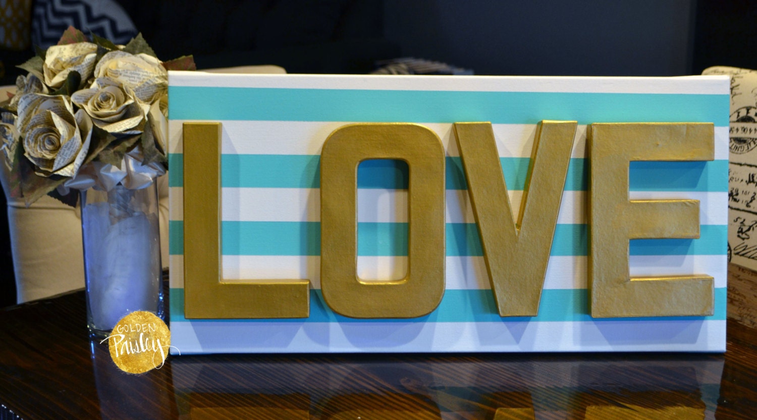 LOVE Dimensional Wall Art Wall Hanging Love Sign by GoldenPaisley