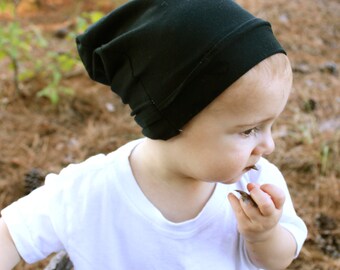 Black Slouchy Beanie/Jersey Knit Baby Slouch Beanie Hat/Hipster Baby Clothes/ Beanie/Baby Beanie Hat/Newborn hat/Hipster Be