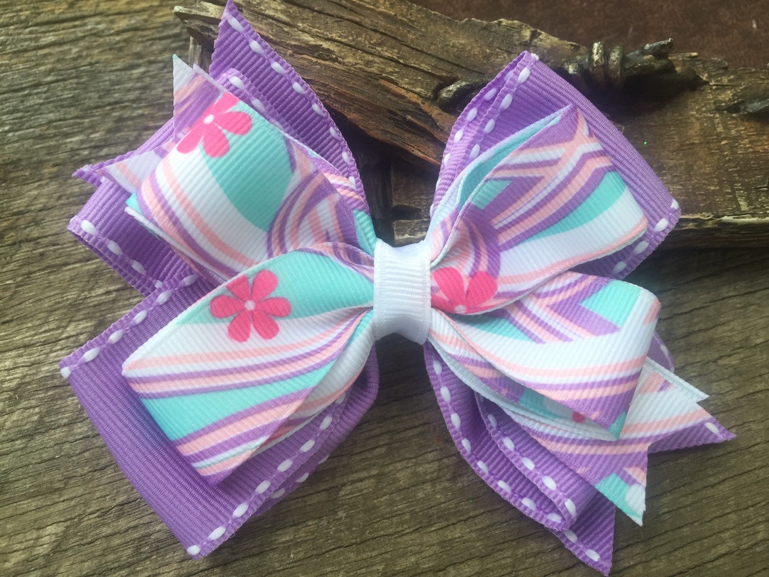 Hair Bows Pink Hairbow Purple Bow Princess by 1BuggaBooBows