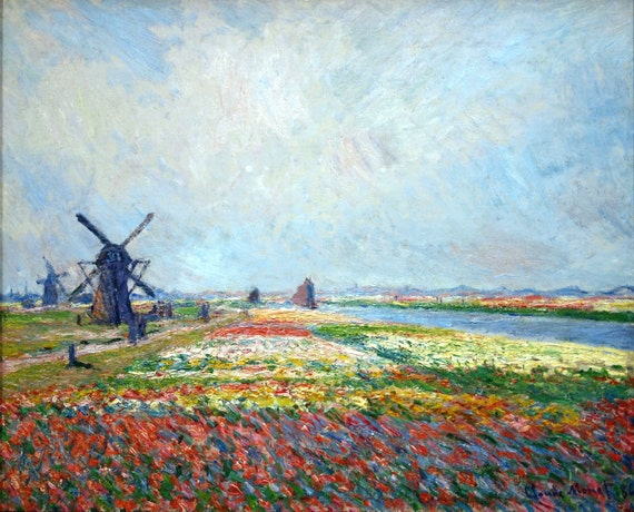 Vincent Van Gogh Amsterdam Windmills Tulips 1800s by GalleryLF