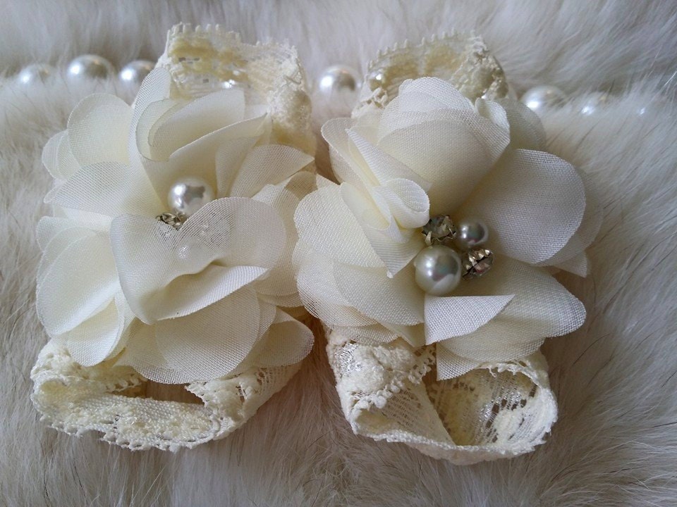 Ivory Barefoot Sandals/Baby Barefoot Sandals/Newborn
