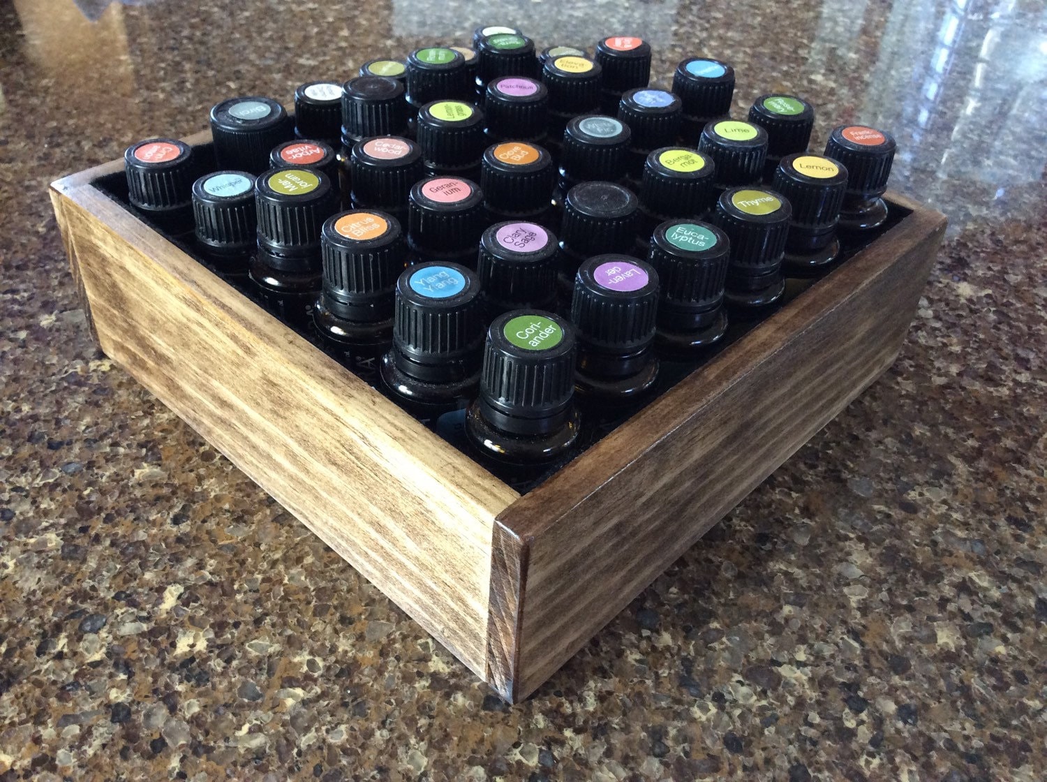 Wood Essential Oil Storage Box in Provincial Finish