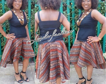 Circle High Low Flared Skirt, African Print Skirt, Ankara Skirt, African Wax Print Skirt, Skirt, African Fashion
