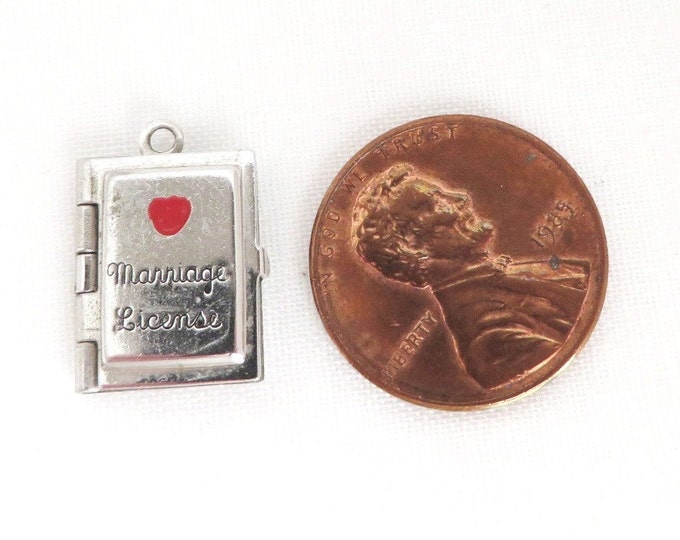 Vintage Marriage License Charm, Sterling Silver Locket