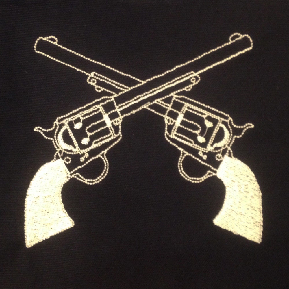 Western crossed guns revolvers machine embroidery design in