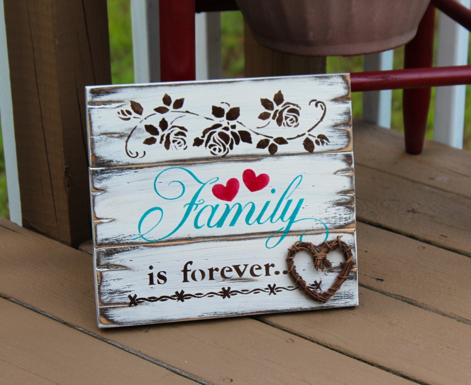 Family is forever rustic distressed wooden sign by SignsbyLaur
