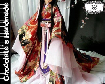 BJD Pattern SD 1/3 Chinese traditional Japanese Kimono dress full set E-Pattern
