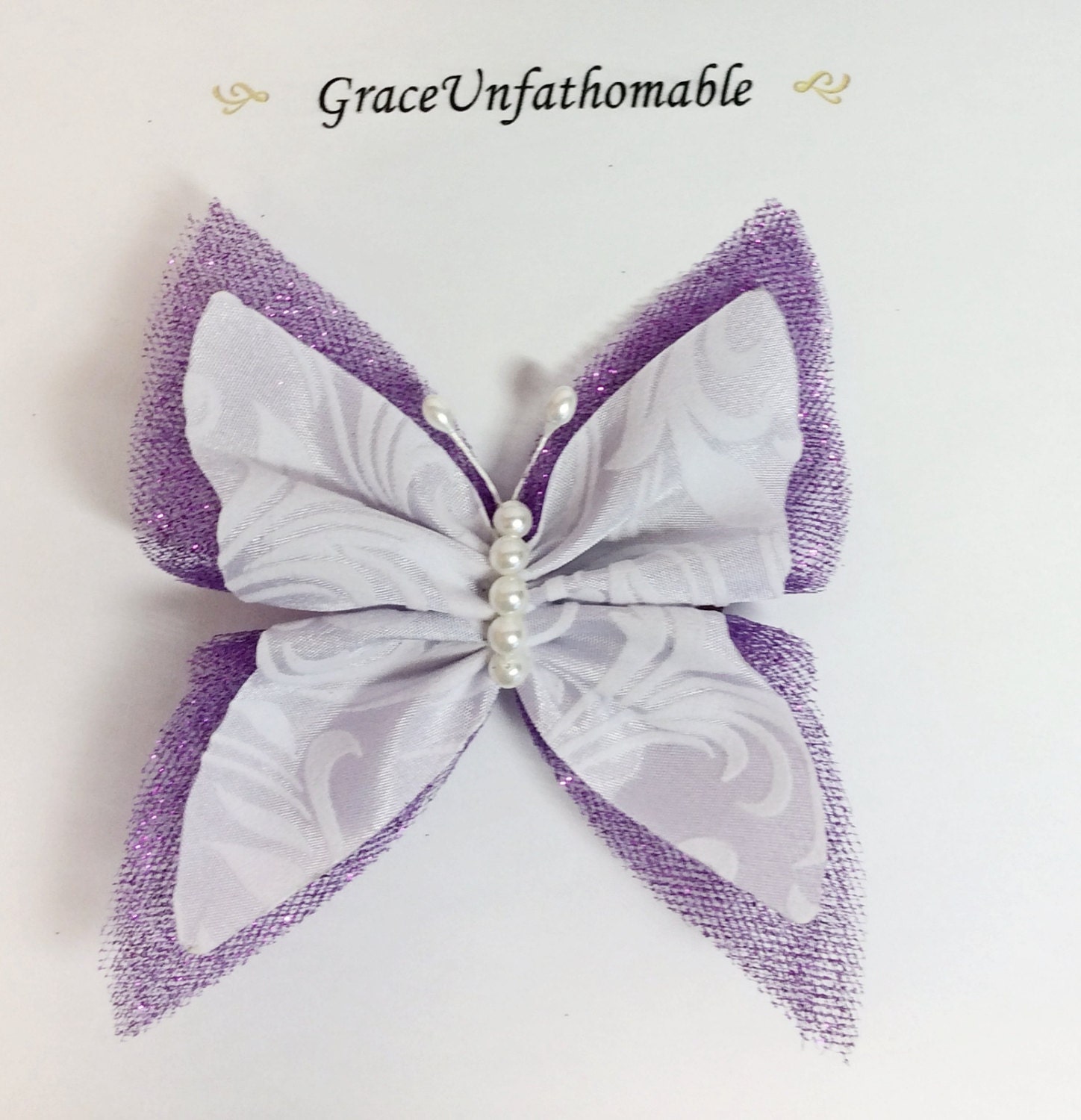 Clearance White Butterfly Hair Clip Velvet by GraceUnfathomable