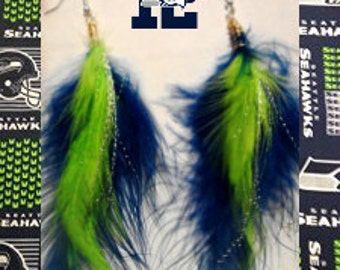 Seahawks colored feather Earrings