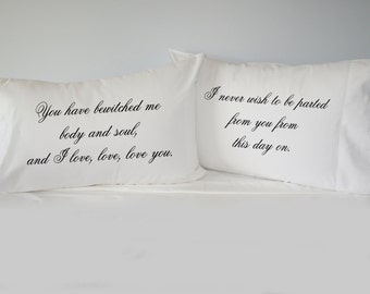 Pride and Prejudice Pillowcase Set, his hers pillowcase set, mr mrs pillowcase set