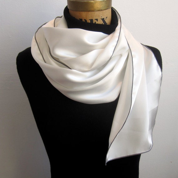 White Aviator Scarf MADE TO ORDERSilk Aviator Scarf with