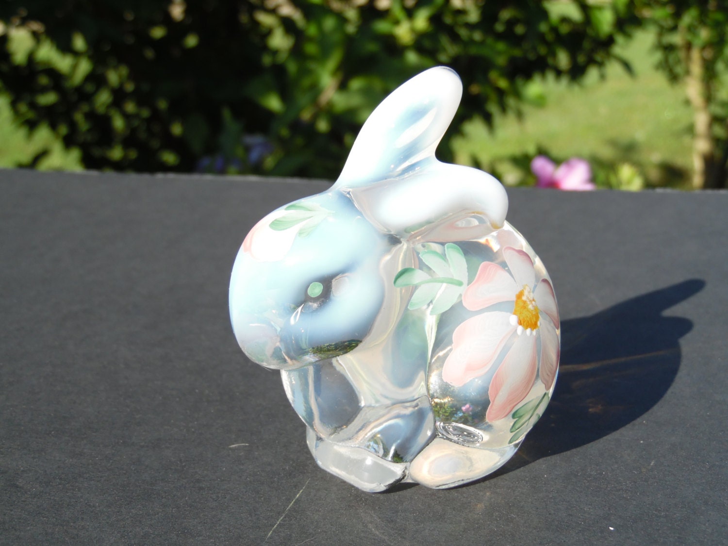 clear glass rabbit figurine