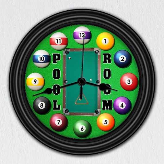 Pool Room Balls on Table Unique Wall Clock by ClocksGalore