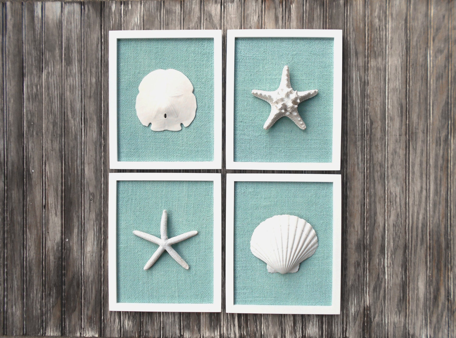 LARGE Beach Wall Art 8 3/4 x 10 3/4 Inch Cottage Chic Set of