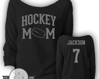 Customized Hockey Mom Ladies' Terry Raw-Edge 3/4-Sleeve Raglan Shirt