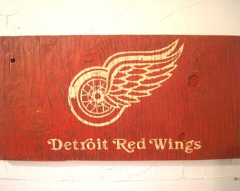 Detroit Red Wings Sign - wooden red wings flag - wood detroit sign - wood red wings sign - outdoor red wings sign - detroit flag - outdoor