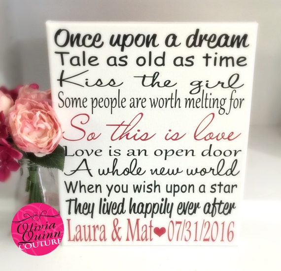  Disney  Love  Story Art Print Song Quote  by OliviaQuinnCouture