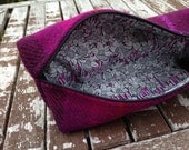 Harris Tweed, liberty of London, Fucshia check, makeup bag, pencil storage, accessory case