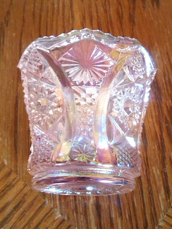 Vintage Iridescent Pink Carnival Glass Toothpick Holder Shot