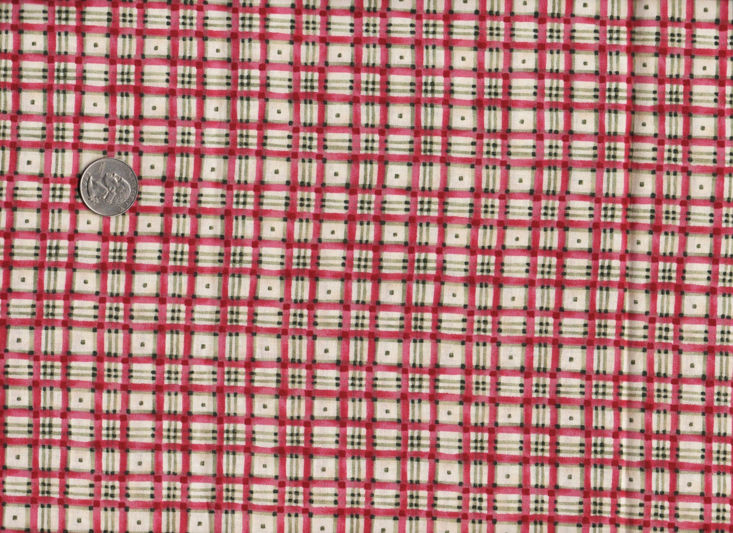 Madras Plaid Quilt Fabric Presence of Line Red & Sage