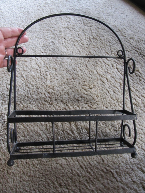 Heavy Duty Vintage Black Metal Spice Rack or Shelf