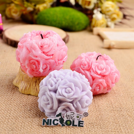 2cavity 3D Ball Rose Soap Mold Soap Mould Silicon Mold Candle