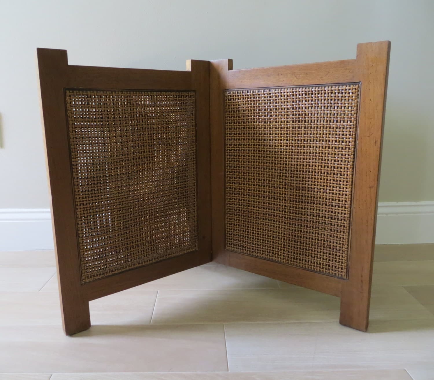 Mid Century Modern Cane Wood Table Base Coffee or End Table Base