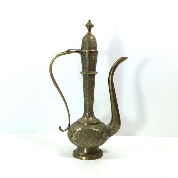 Large 13 Vintage Brass Turkish Style Teapot by PrimaTreasures