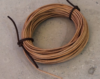 2 mm natural undyed leather cord- 10 meters / 32.5 feet